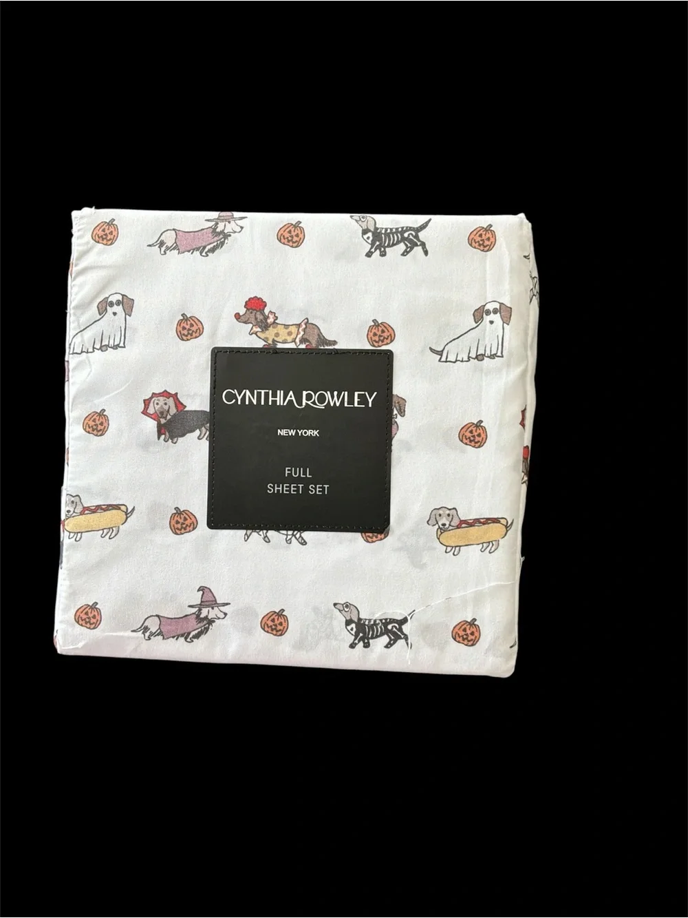 Cynthia Rowley Dachshund Dogs Halloween Costume Full Sheet Set 4 Piece NEW